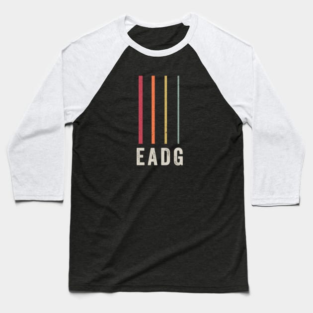 Bass Guitar Gift - Distressed Retro Vintage EADG 4 String Baseball T-Shirt by Elsie Bee Designs